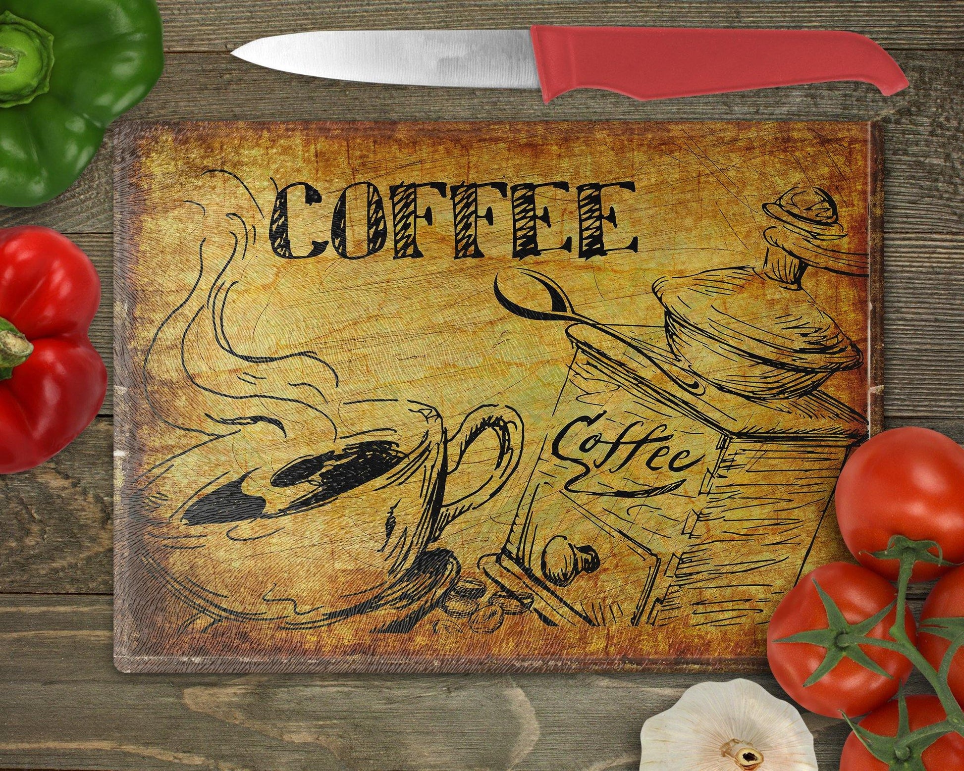 Vintage Coffee Art Glass Cutting Board - Schoppix Gifts