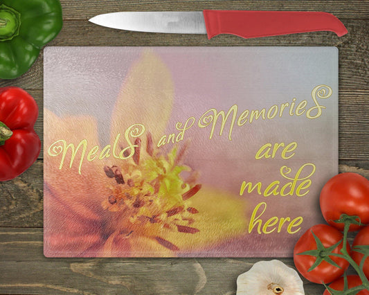 Memories and Meals Glass Cutting Board - Schoppix Gifts