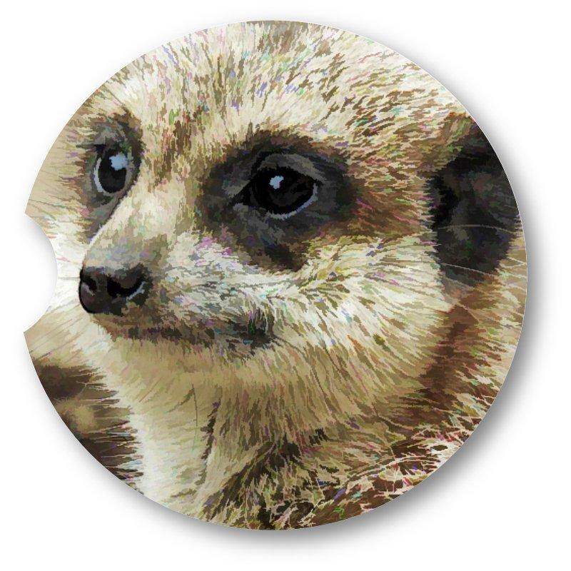 Oil Painted Look Meerkat Sandstone Car Coasters set of 2 - Schoppix Gifts