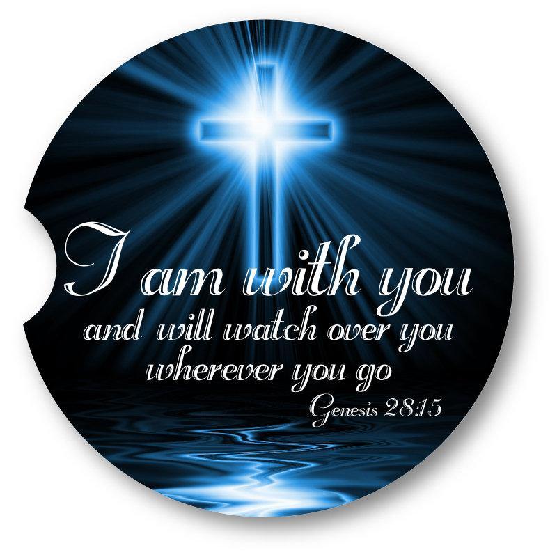 Glowing Cross -Scripture Car Coasters-sandstone car coasters - Set of 2 - Schoppix Gifts