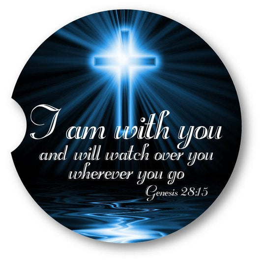 Glowing Cross -Scripture Car Coasters-sandstone car coasters - Set of 2 - Schoppix Gifts