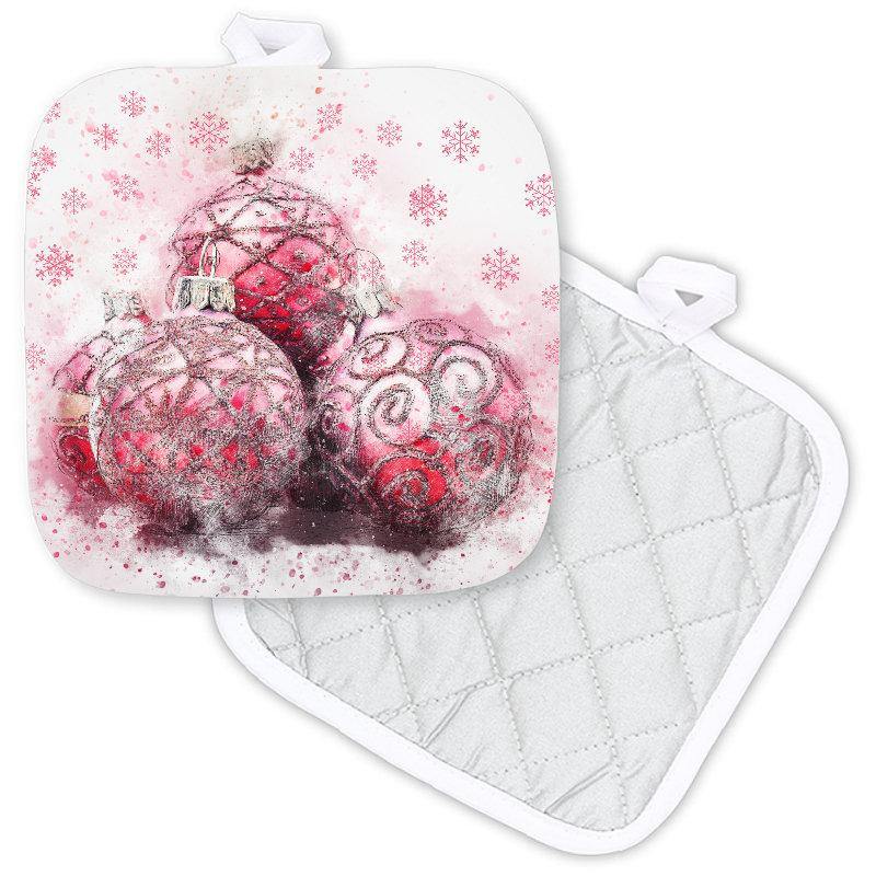 Christmas Ornaments Potholder - Watercolor Style - Schoppix Gifts