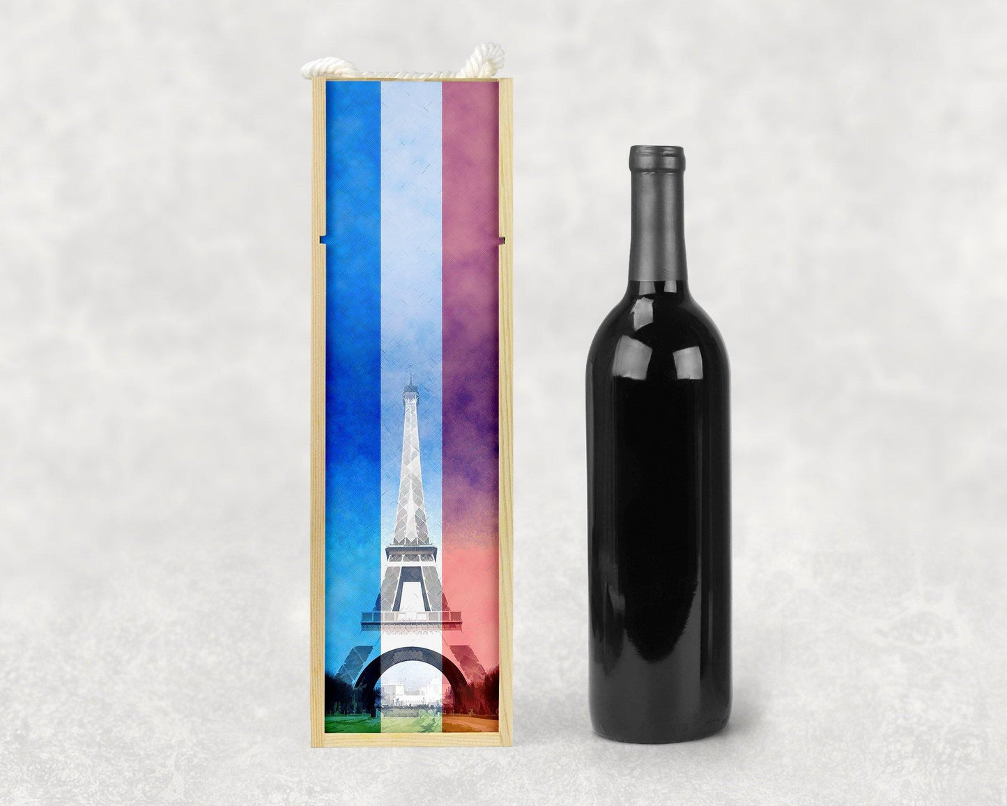 Water Color Style Paris Eiffel Tower Wooden Wine Box - Schoppix Gifts