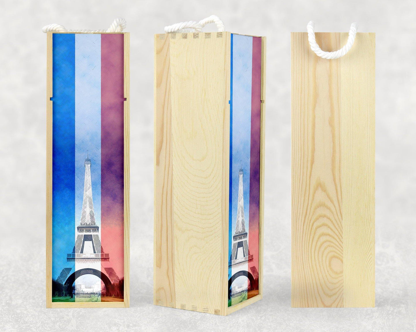 Water Color Style Paris Eiffel Tower Wooden Wine Box - Schoppix Gifts