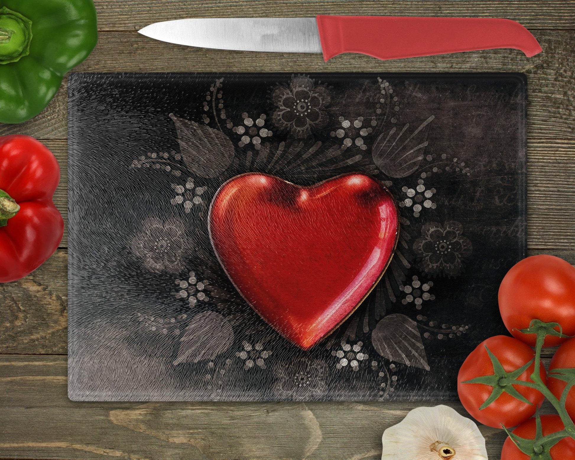 Black Heart Glass Cutting Board - Schoppix Gifts