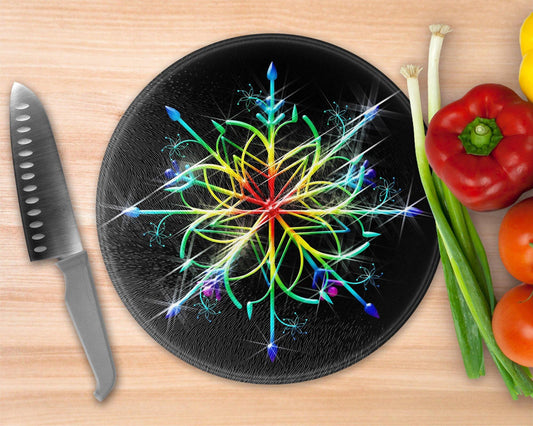 Glowing Crystal Snowflake  Glass Cutting Board - Schoppix Gifts
