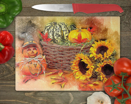 Autumn Still Life Glass Cutting Board - Schoppix Gifts