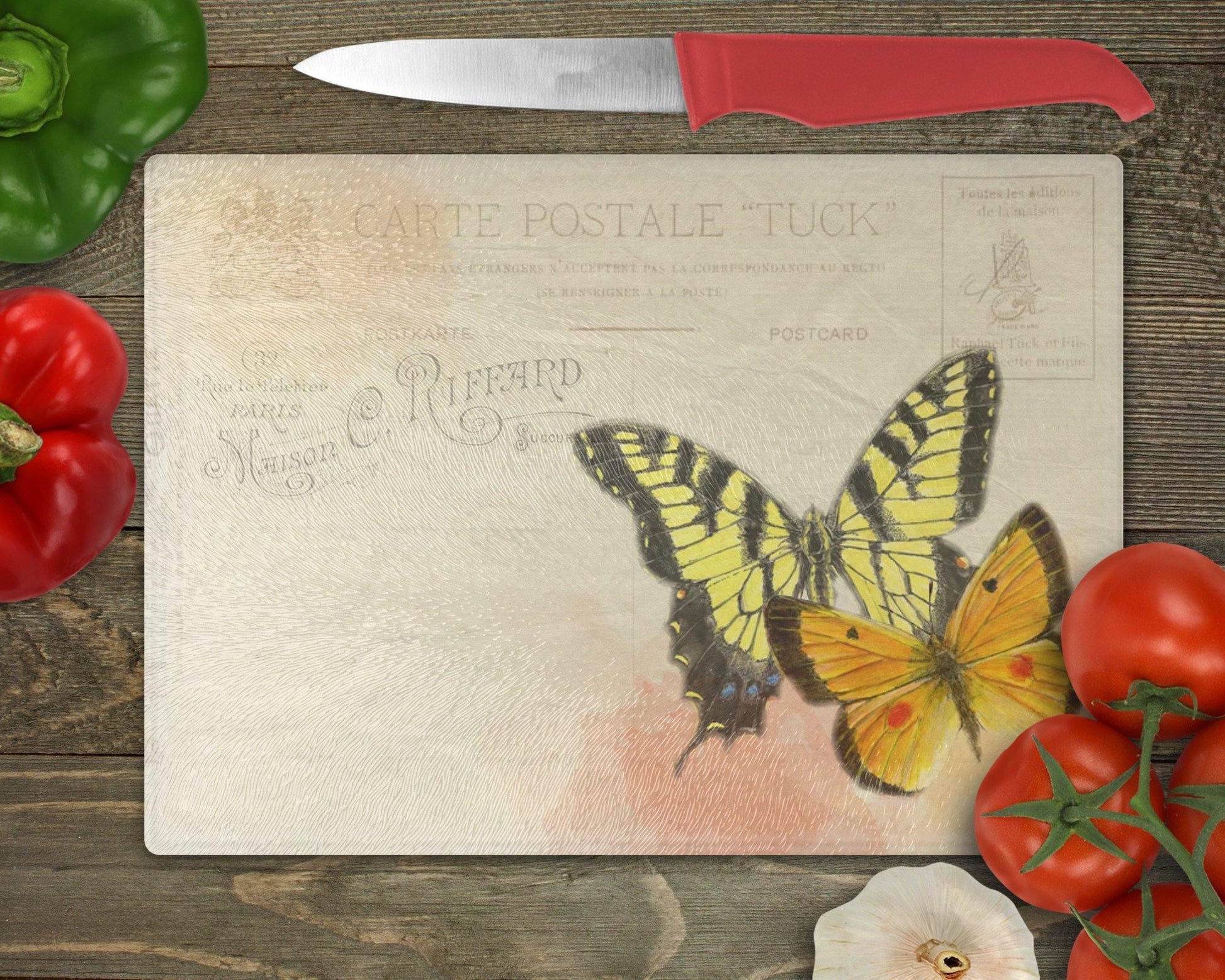Butterfly Postcard Glass Cutting Board - Schoppix Gifts