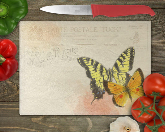 Butterfly Postcard Glass Cutting Board - Schoppix Gifts