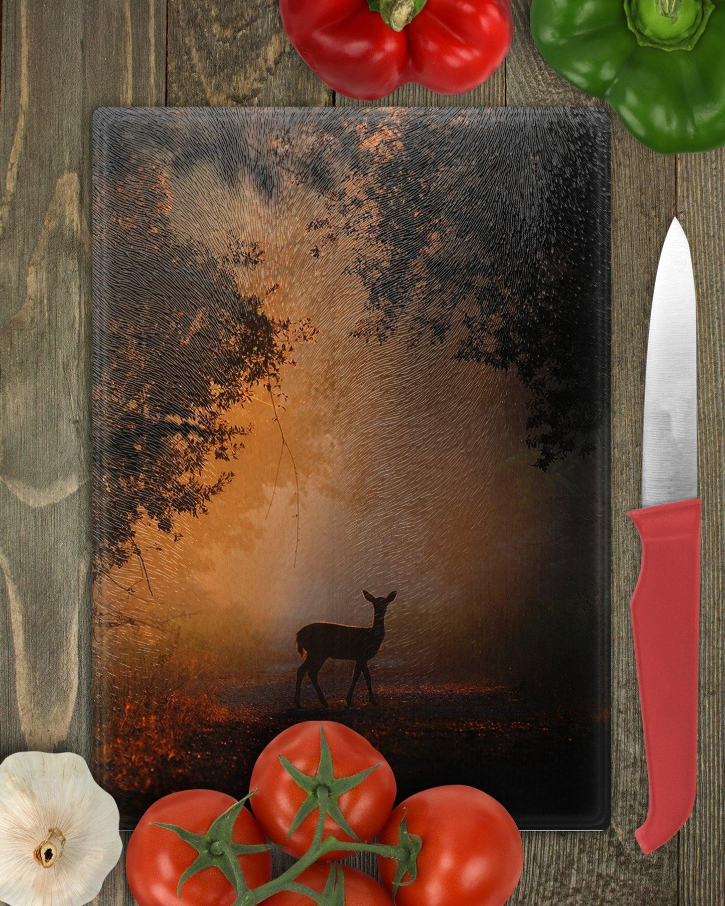 Scenic Deer Glass Cutting Board - Schoppix Gifts