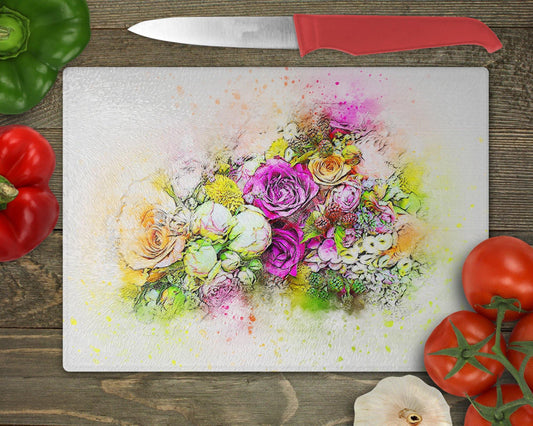 Bouquet Glass Cutting Board 2 - Schoppix Gifts
