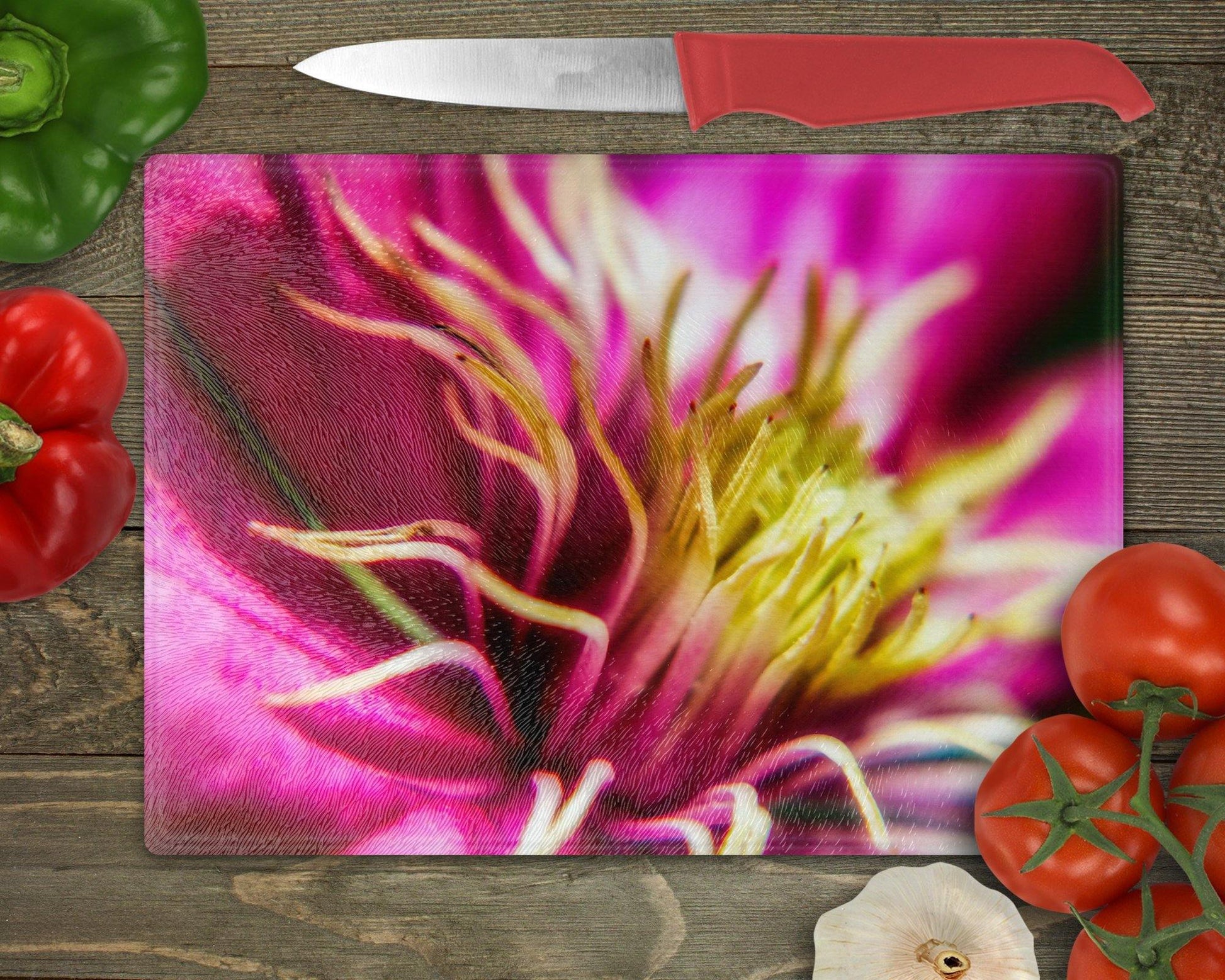 Purple Clematis Glass Cutting Board - Schoppix Gifts