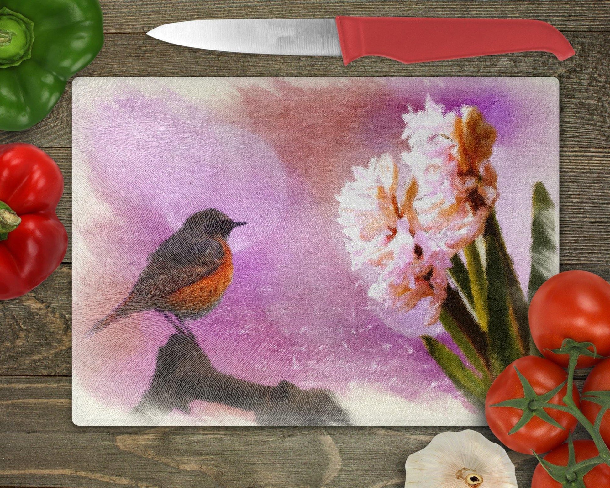 Robin and Hyacinth Glass Cutting Board - Schoppix Gifts