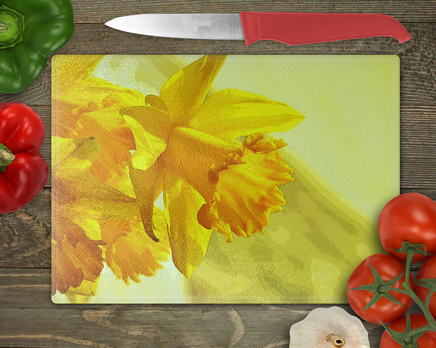 Yellow Daffodils Glass Cutting Board - Schoppix Gifts