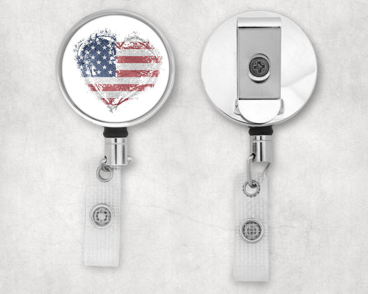 Watercolor Style American Heart Badge Reel