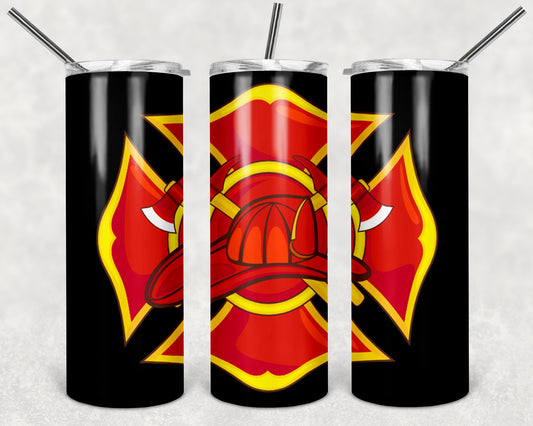 Firefighter Emblem 20oz Skinny Tumbler - Stainless Steel