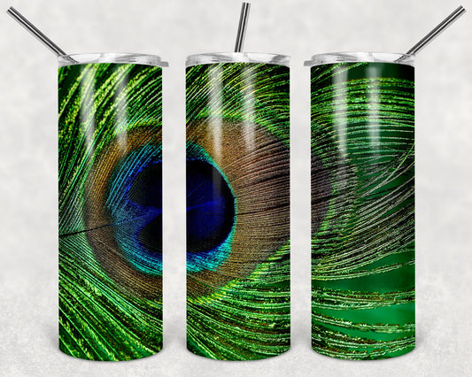 Peacock Feather 20oz Skinny Tumbler - Stainless Steel