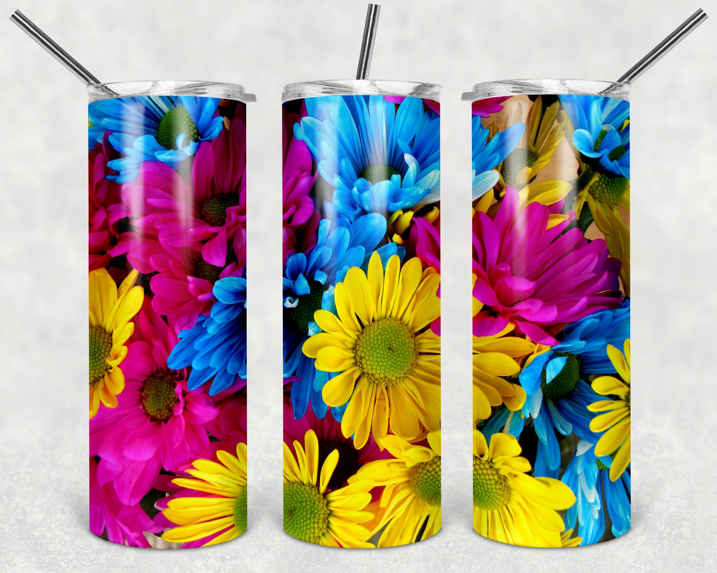 Colorful Daisies 20oz Skinny Tumbler - Stainless Steel