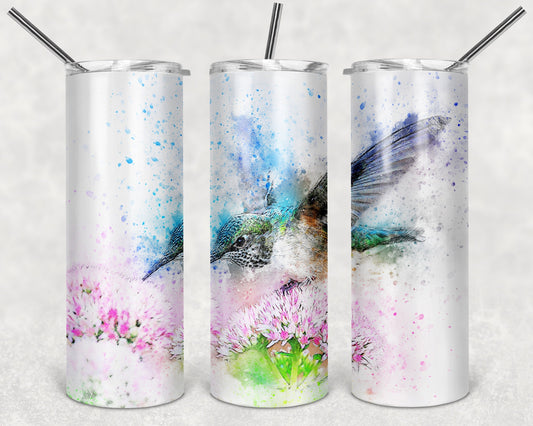 Watercolor Style Hummingbird Art 20oz Skinny Tumbler - Stainless Steel