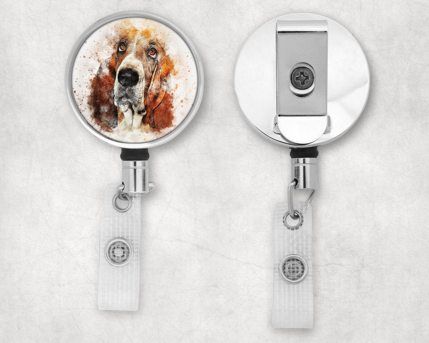 Basset Hound Art Badge Reel