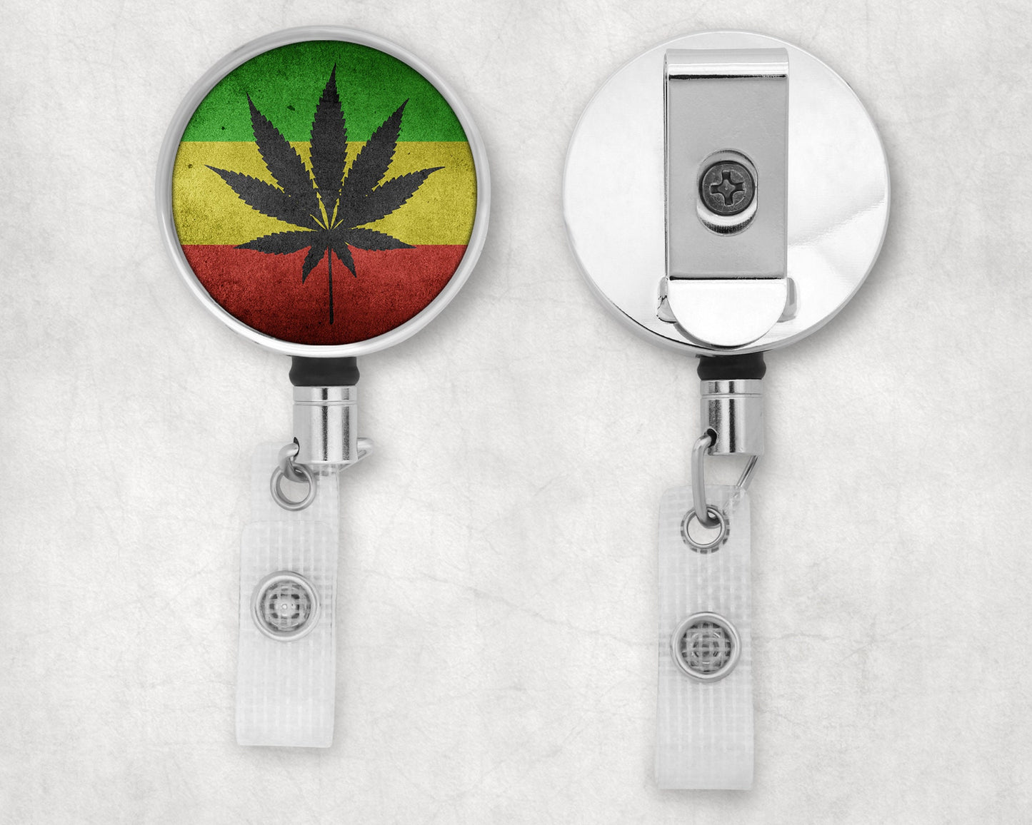 Cannabis/Marijuana Leaf Flag Art Badge Reel