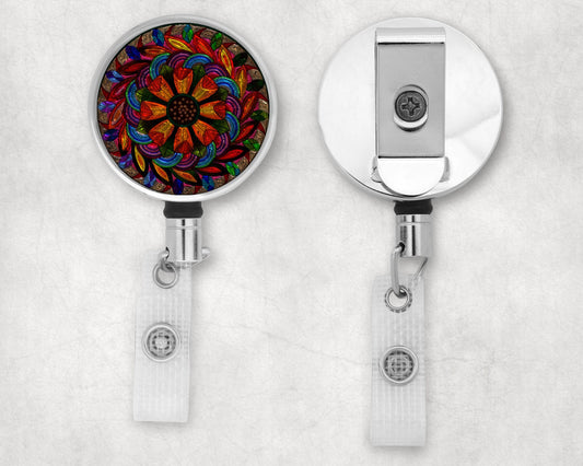 Foil Rainbow Mandala Art Badge Reel