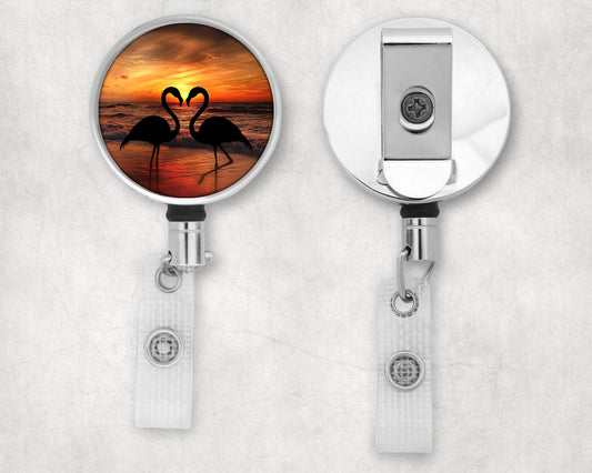 Flamingos at Sunset Art Badge Reel