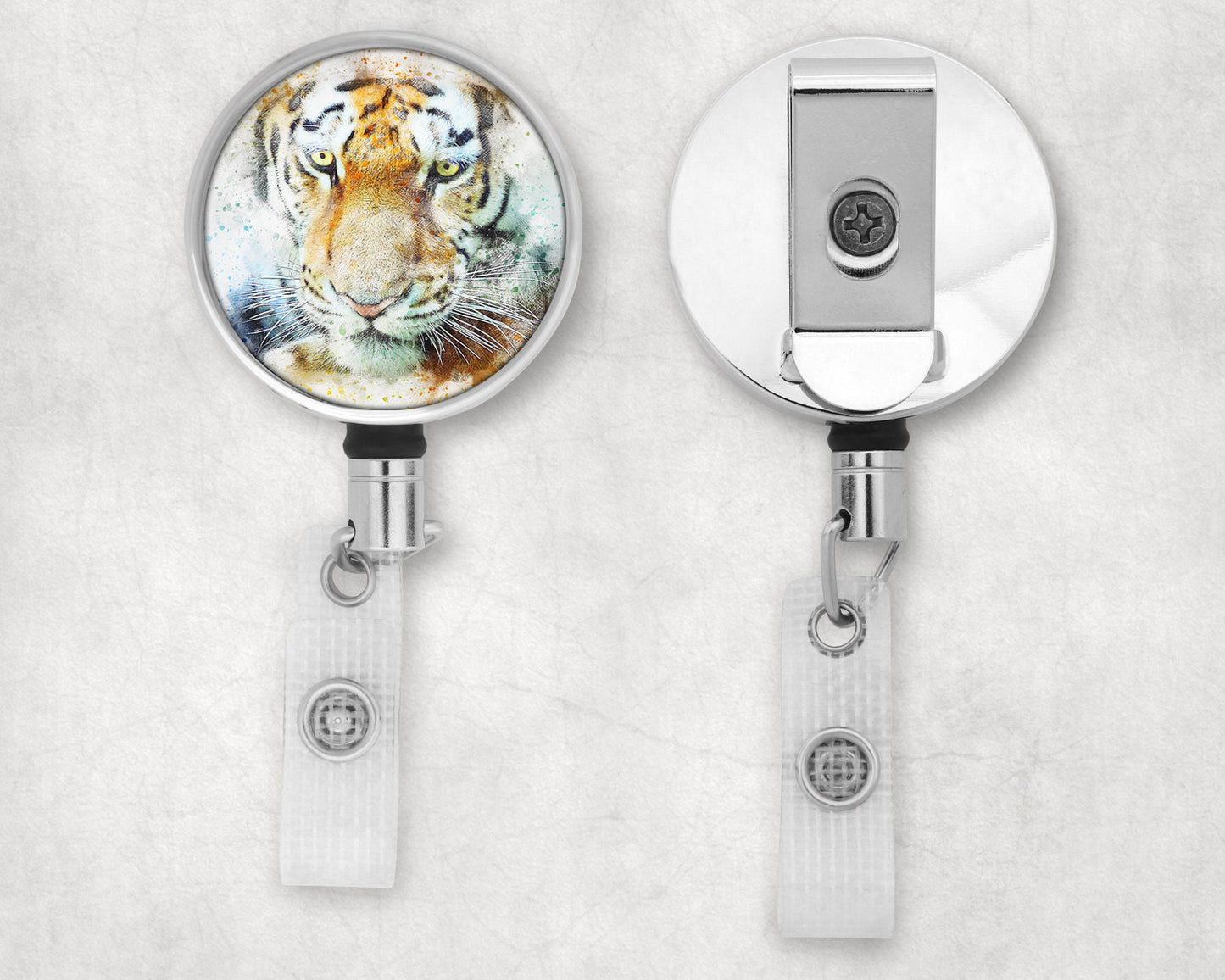 Watercolor Style Tiger Art Badge Reel