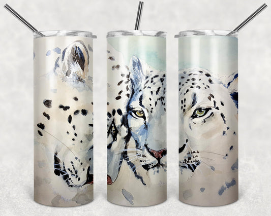 Snow Leopards Art 20oz Skinny Tumbler - Stainless Steel