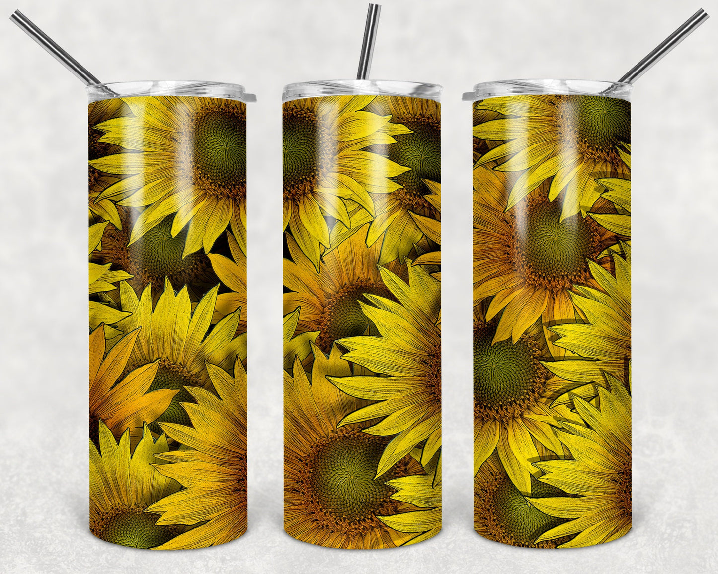 Sunflower Art 20oz Skinny Tumbler - Stainless Steel