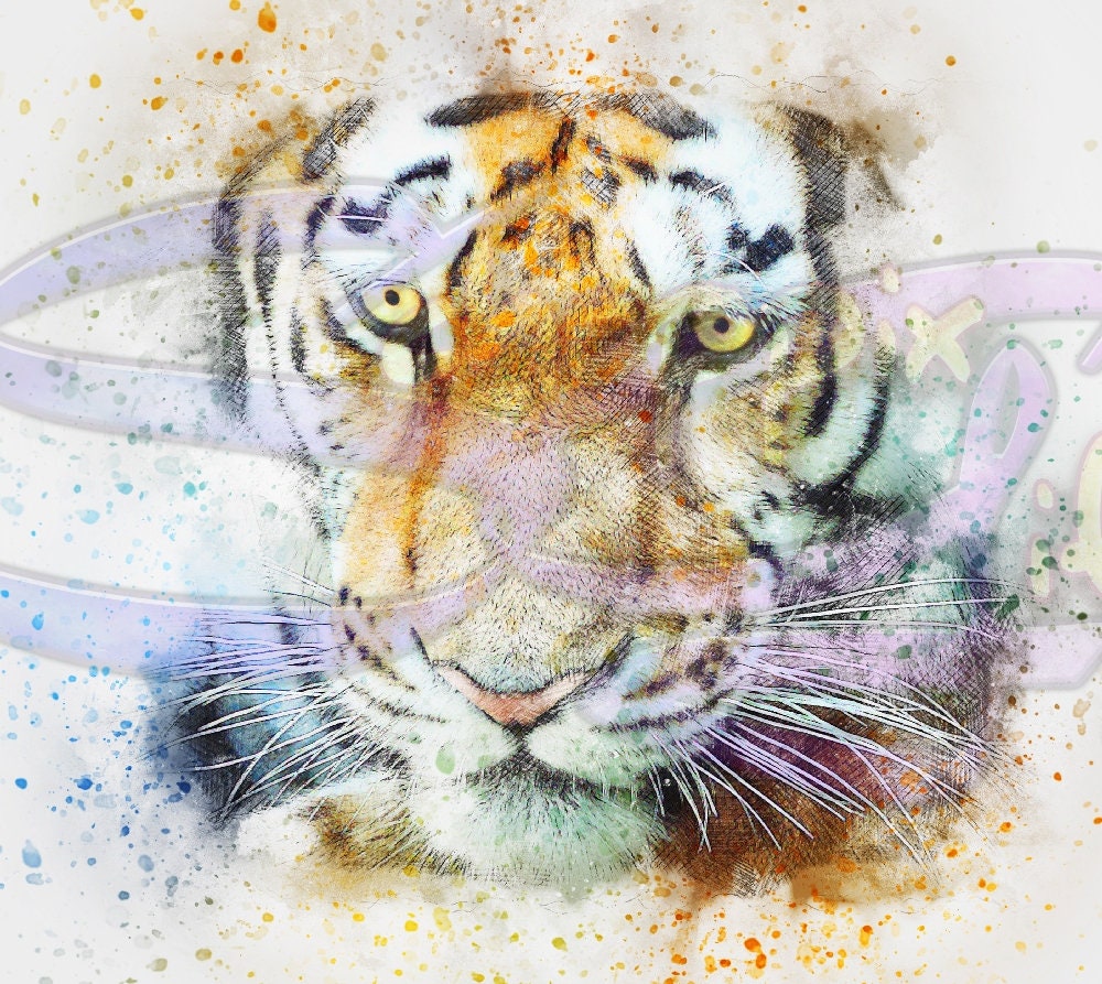 Watercolor Style Tiger Art 20oz Skinny Tumbler - Stainless Steel