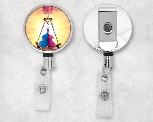 Cute Elephants in Love Art Badge Reel