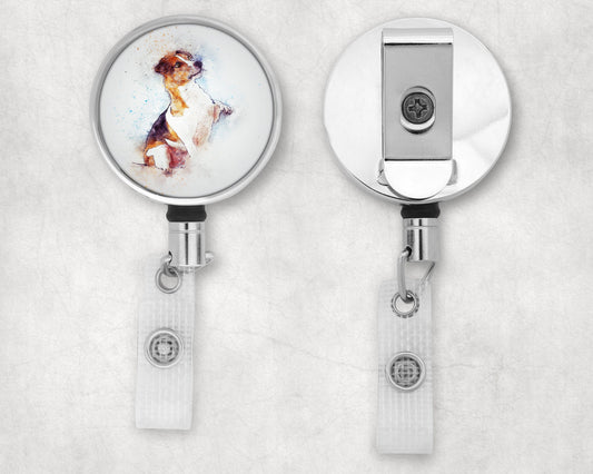 Jack Russell Dog Art Badge Reel