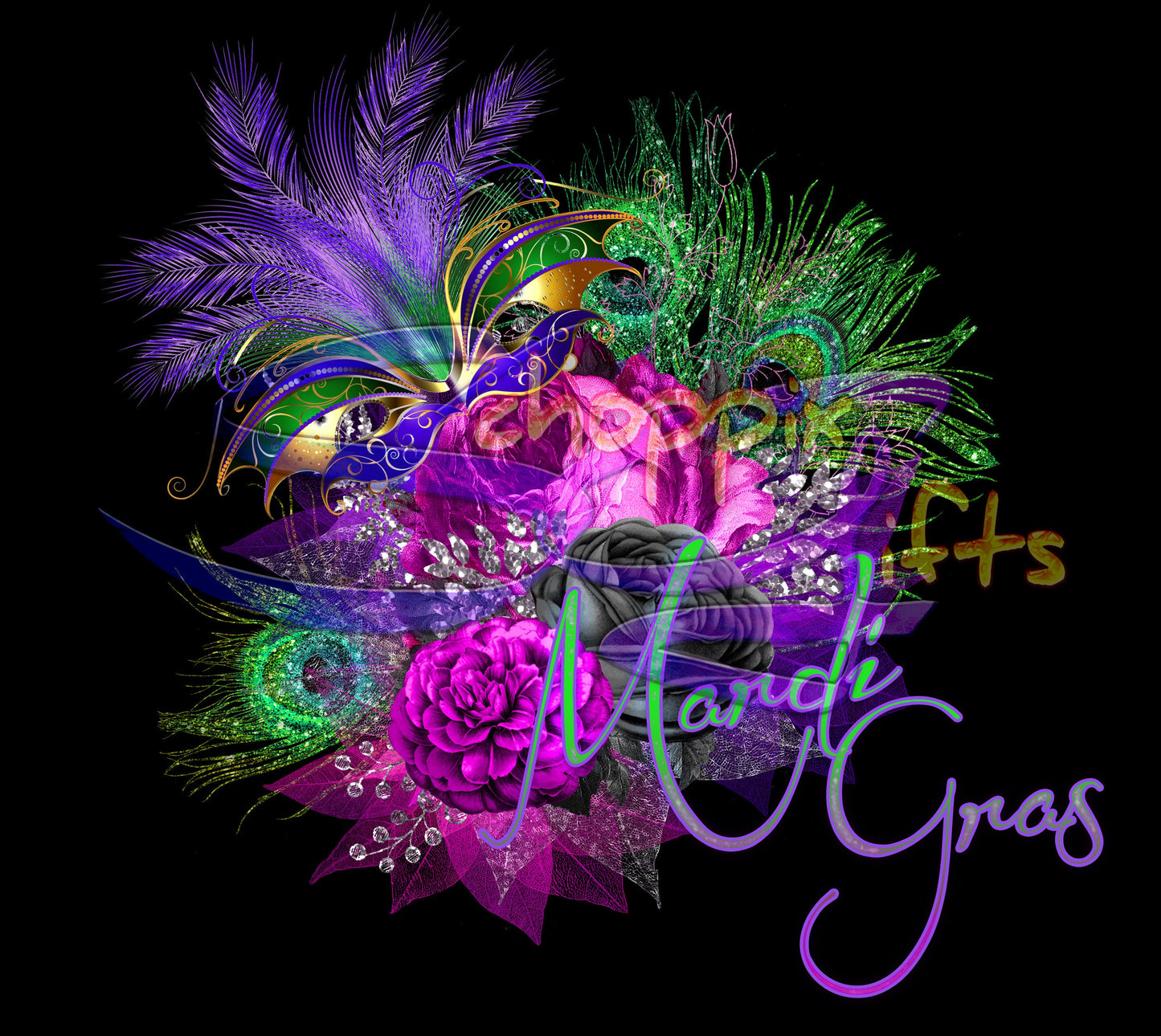 Beautiful Mardi Gras Flowers Art 20oz Skinny Tumbler - Stainless Steel