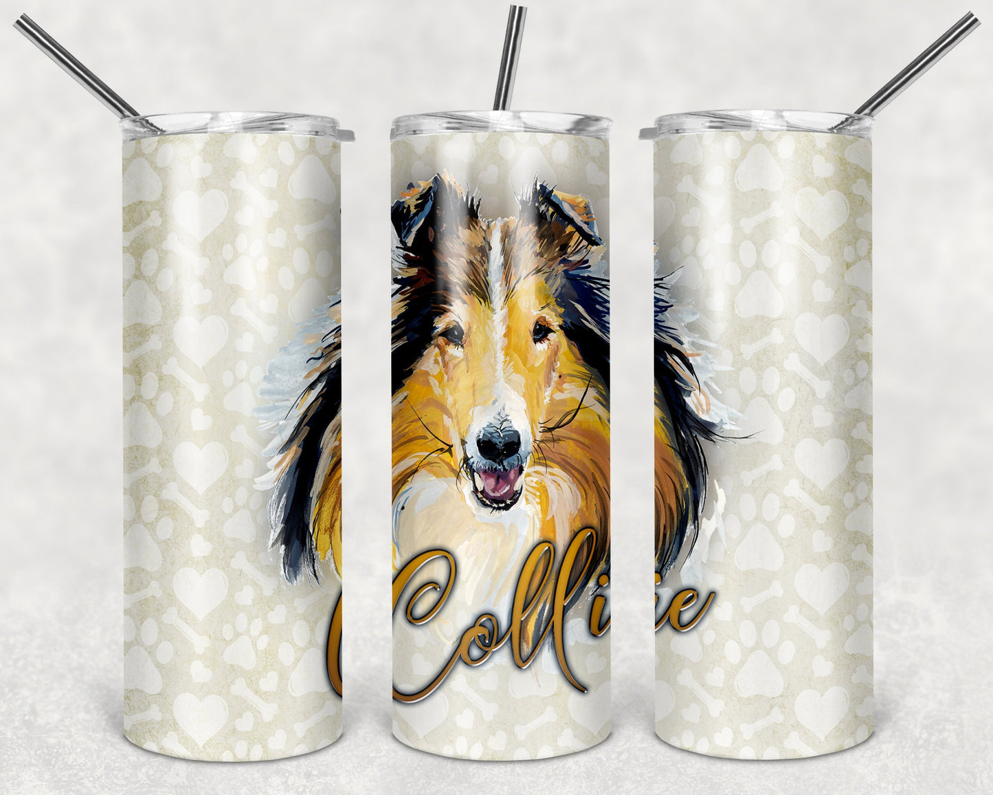 Collie Art 20oz Skinny Tumbler - Stainless Steel