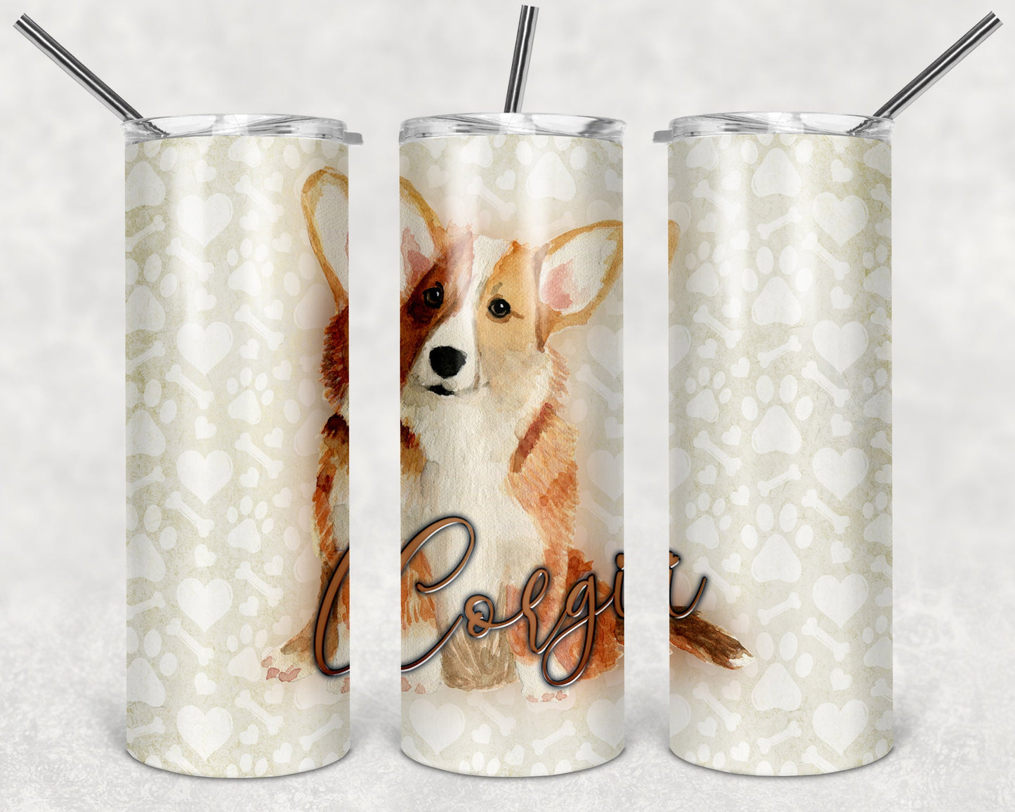 Corgi Art 20oz Skinny Tumbler - Stainless Steel