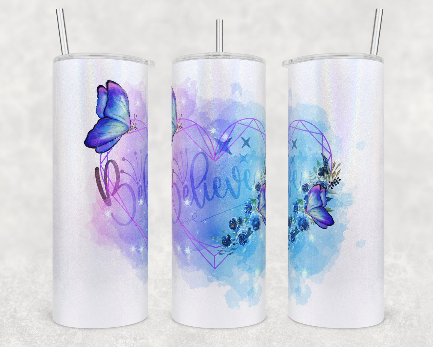 Inspriration Butterfly Art 20oz Skinny Tumbler - Stainless Steel