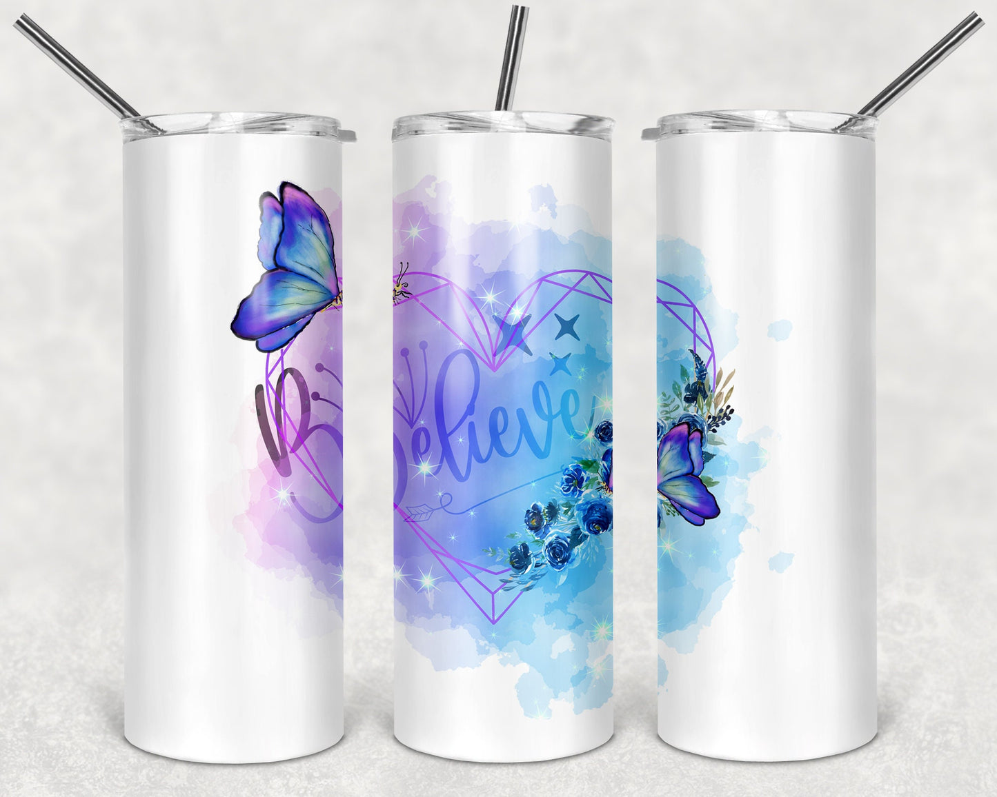Inspriration Butterfly Art 20oz Skinny Tumbler - Stainless Steel