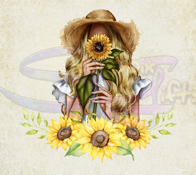 Cute Sunflower Girl Art 20oz Skinny Tumbler - Stainless Steel
