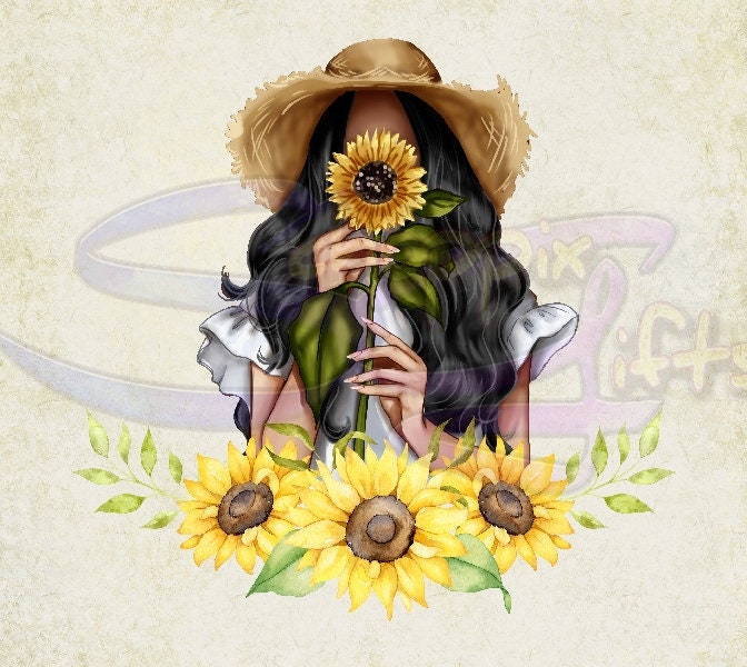 Cute Sunflower Girl Art 20oz Skinny Tumbler - Stainless Steel