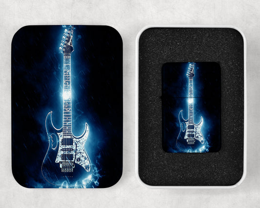 Glowing Guitar Flip Top Lighter and Matching Gift Tin