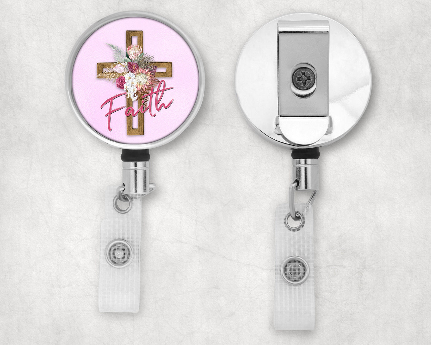 BOHO Faith Cross Art Badge Reel