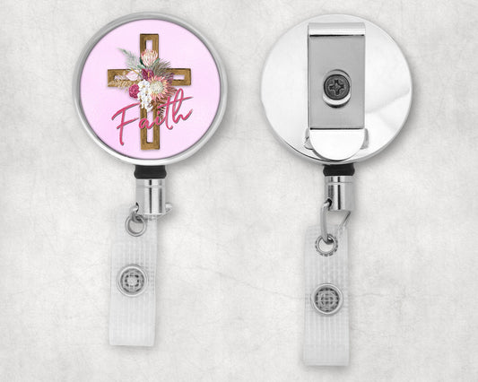 BOHO Faith Cross Art Badge Reel