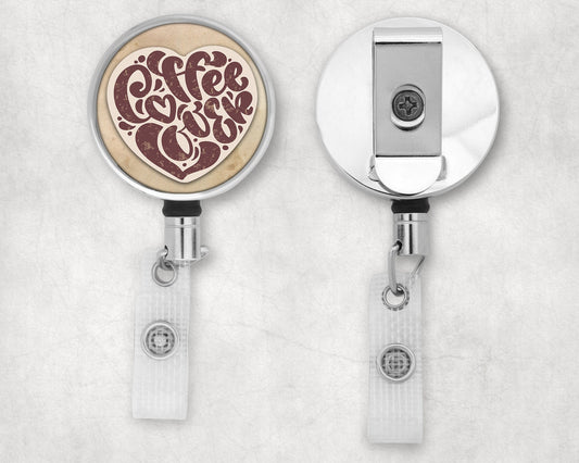 Coffee Lover Heart Art Badge Reel