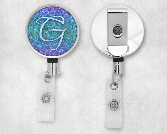 Glitter Style Initial/Monogram Art Badge Reel