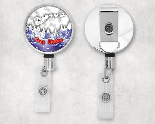 Cute Merry Christmas Snow Globe Art Badge Reel
