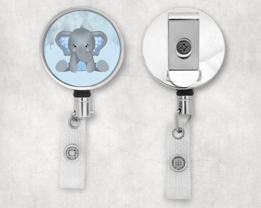 Cute Baby Elephant Art Badge Reel