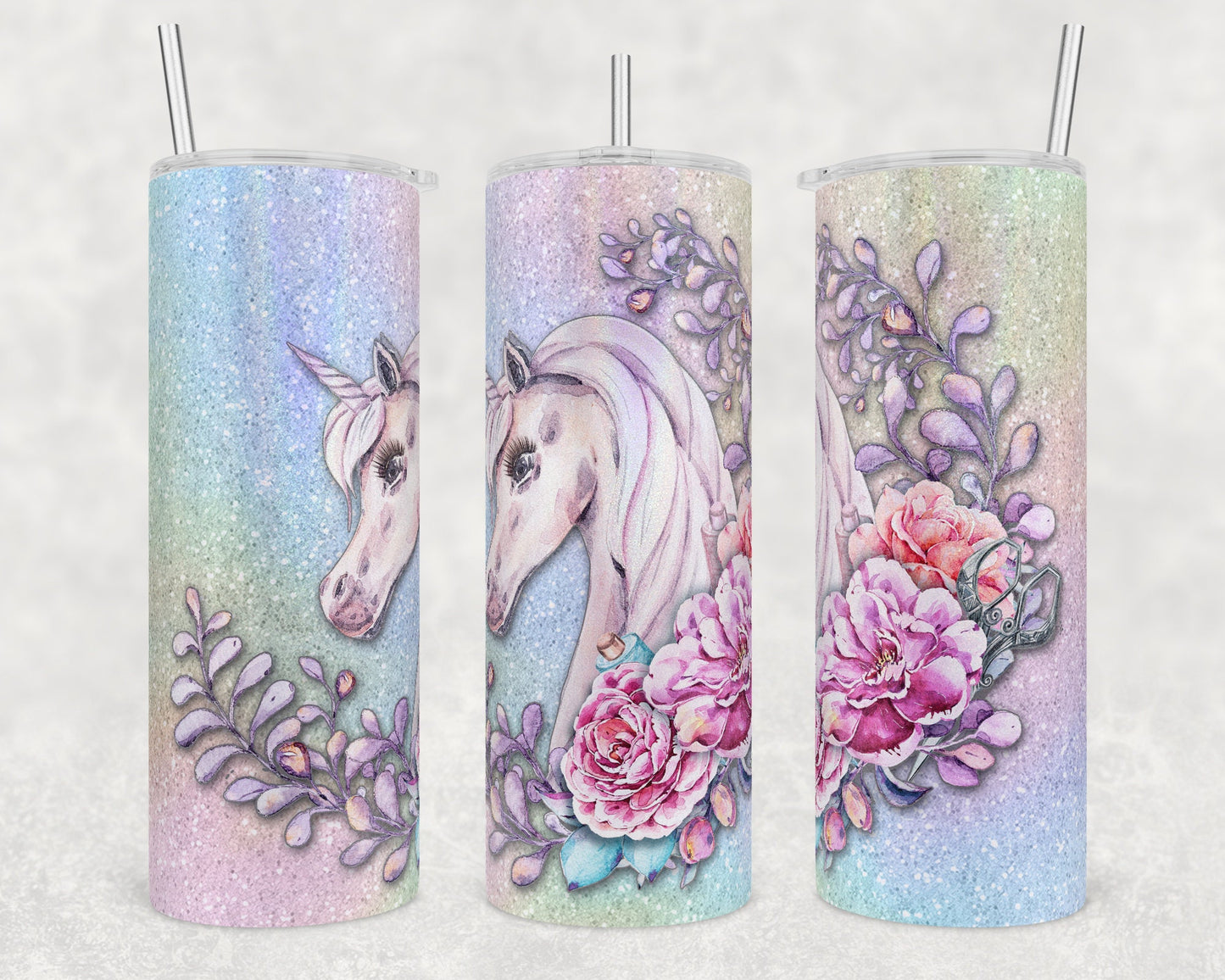 Unicorn Wreath Art 20oz Skinny Tumbler - Stainless Steel