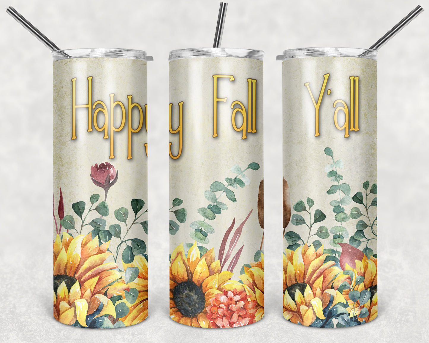 Happy Fall Y'all Art 20oz Skinny Tumbler - Stainless Steel