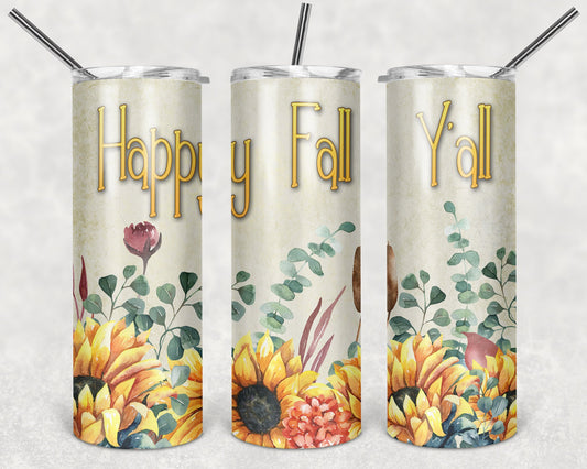 Happy Fall Y'all Art 20oz Skinny Tumbler - Stainless Steel
